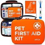 ARCA PET Dog First Aid Kit | Vet Approved Dog & Cat Emergency Supplies with Thermometer, Muzzle, Tick Removal, Flashlight, Mini Pouch, and Comprehensive Care Guide for Travel and Outdoor Use