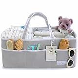 Lily Miles Baby Diaper Caddy - Organizer Tote Bag for Infant Boy or Girl - Baby Shower Basket - Nursery Must Haves - Registry Favorites - Newborn Caddie Car - Gray/Gray, Extra Large