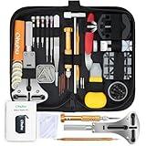 Watch Repair Kit, Ohuhu 192 PCS UPGRADED Heavy Duty Watch Link Removal Battery Replacement Band Tool Kit, Watch Back Remover Tool Professional Watch Repair Opener Tools with PU Leather Bag User Manual