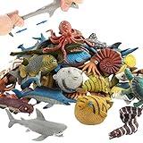 18 Pack Assorted Ocean Animal, Stretchy and Floating Rubber sea Animals Toy Set, Mini Realistic Under The Sea Life Figure for Toddler Bath Bathtub, Shark Octopus Fish Toys Bulk for Kid Party