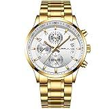 CRRJU Mens Watches Fashion Business 3-Sub Dial Full Steel Outdoor Sport Waterproof Wrist Watch for Men
