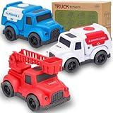 Toddler Toy Cars for 1 2 3 Year Old Boy, 3 in 1 Police Car Firetruck Toys and Ambulance for Toddlers, BPA Free, Phthalates Free, PVC, Outdoor Toys for Toddlers 2-4, Boys Girls Christmas Birthday Gifts