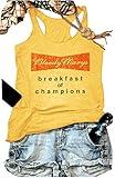 LANMERTREE Summer Racerback Tank Top Women Bloody Marys Funny Drinking Shirts Cami Graphic Casual Vacation Vest Shirt (XL, Yellow)