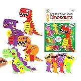 VKPI 4 Pieces EVA Foam Art Crafts Gift Kit, Creative Make Your Own Dinosaurs, Cartoon Foam Paper Craft Projects for Kids Ages 4+ Toddler, Preschool Learning Toy for Birthday Party Favor Supplies