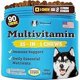 Natural Dog Company Multivitamin Chews (90 Pieces), Dog Vitamins and Supplements, Peanut Butter & Bacon Flavor, for Dogs of All Ages, Sizes, & Breeds, Supports Immune System, Antioxidant