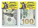 Larkmo The Pranking Zebra Funny $100 Gag, Realistic One Hundred Dollar Bill Joke Office Prank for Men, Women & Children, Great Practical Joke, Kit of 50 Pieces