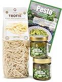 Gusta Trofie al Pesto Pasta Meal Kit - Made in Italy - Gourmet Italian Food Lovers - Italian Gift Basket Gourmet Pasta - Authentic Italian Recipe - Makes 5 Meals with Recipe Booklet