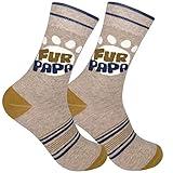 FUNATIC Fur Papa Novelty Crew Socks | Unisex Puppy Lover Gift with White Dog Paw Image and Text | Best Canine Owner Animal Message | Holiday Party Day Apparel Present for Men Women | One Size Fit Most