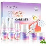 Collagen Retinol Skin Care Set, 6 In 1 Skincare Gift Set with Facial Cleanser, Toner, Serum, Cream, Eye Cream & Lip Mask, Anti Aging Skin Care Set for Women, Travel Skin Care Christmas Gifts for Women