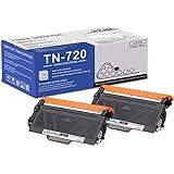 2 Pack TN720 TN-720 Black Toner Cartridge Compatible TN720 Replacement for Brother HL-5440D 5450DN 5470DW/DWT 6180DW/DWT DCP-8110DN 8150DN 8155DN 8510DN MFC-8710DW 8810DW 8910DW 8950DW/DWT Printe
