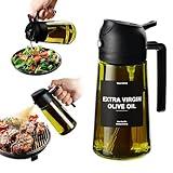 CXINYI - Oil Dispenser for Kitchen - 16oz / 470ml Olive Oil Bottle w/Stickers - 2 in 1 Olive Oil Dispenser & Oil Sprayer - Oil Sprayer for Cooking, Salad, Barbecue Black(Light-Proof)