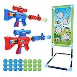 SpringFlower Shooting Game Toy for 5 6 7 8 9 10+ Years Olds Boys,2pk Foam Ball Popper Air Toy Guns with Standing Shooting Target,24 Foam Balls, for Kids