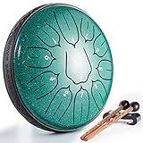 Steel Tongue Drum Musical Instruments: 6 Inch 11 Notes Metal Hand Drums, Music Gifts for Family Friends (Malachite)