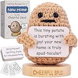 Housewarming Gifts for New Home - Cute Crochet Positive Potato with 30 Cheerful Signs - House Warming Gift for New Apartment - 1st First Time Homeowners Welcome Home Gift Idea for Neighbors or Friends