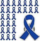 25/50/100 pcs Metal Blue Ribbon Enamel Lapel pin Colon Cancer Awareness Product Blue Ribbon pins Bulk (25)