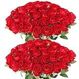 60 Pcs Artificial Roses Bulk Velvet Silk Roses Red Rose Flowers for Wedding Centerpieces Bridal Bouquet Mohter's Day Valentine's Day Christmas Home Decor (60, Red)