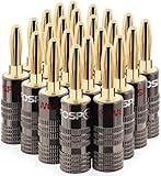FosPower Banana Plugs 12 Pairs / 24 pcs, Closed Screw 24K Gold Plated Speaker Plug Connectors for Speaker Wire, Wall Plate, Home Theater, Audio/Video Receiver, Amplifiers and Sound Systems