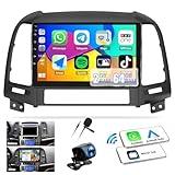 【2G+64G】 Android 13 Car Stereo for Hyundai Santa Fe Radio 2006-2012 Wireless CarPlay Android Auto GPS Navigation 9” HD Touchscreen Bluetooth SWC FM/WiFi/Mirror Link+Backup Camera
