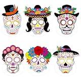 Konsait Dia De Los Muertos Mask, 12Pcs Sugar Skull Mask Paper Day of the Dead Mask for KIDS, Dia De Los Muertos Costume & Cosplay Accessories