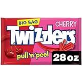 TWIZZLERS PULL 'N' PEEL Cherry Flavored Licorice Style, Low Fat Candy Big Bag, 28 oz, Pack of 1