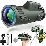 80x100 Monocular Telescope for Adults–High-Powered Green Lens Compact Monocular with Tripod & Smartphone Adapter for Bird Watching, Hunting, Hiking, Camping, Stargazing, Travel, and Outdoor Adventures