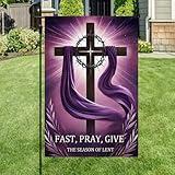 Grommet Easter Lent Season Flag 12x18 Single Sided, Religious Jesus Fast Pray Give Decoration, Easter Christian Jesus Cross Garden Flag for Outside