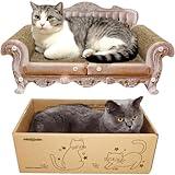 miwoowim Cat Scratcher Bed, 23 Inch Kitty Couch and 17.3 Inch Scratch Box with Pad, Modern Large Kitten Lounger for Indoor Cats,Unique Cute Corrugated Cardboard Cat Sofa Scratcher,