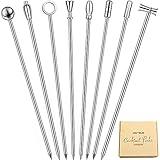 DEMIGO Cocktail Picks, 8 New Styles Stainless Steel Reusable Olive Stuffers Martini Picks set Fruit Toothpicks Garnish Skewers Appetizer Drink Stick for Bar party, Barbeque Snacks, Club sandwiches