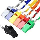 SANNIX 7 Pack Plastic Whistles Coaches Referee Whistles with Lanyards Colorful for Sports Whistles Football Basketball Training Gyms Emergency