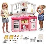 Step2 Fun with Friends Kids Kitchen Playset, Indoor/Outdoor Kitchenette, Interactive Play with Lights and Sounds, Durable Plastic, Includes 25 Piece Toy Accessories, Toddlers 2+ Years Old, Pink