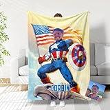 USA Made Custom Captain Blanket for Kids – Personalize with Photo and Name Blanket – Cozy, Fun, and Perfect for Superhero Boy Fans Minky 50x60