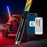 True Mods 3ft Spiral RGB LED Whip Flag Light for UTV ATV [Bluetooth App] Dancing Waterproof LED Lighted Whip Antenna Pole Stick for RZR Can-Am Polaris SxS 4x4 Quad Dune Buggy 4 Wheeler Accessories