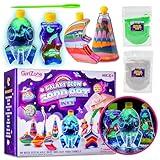 GirlZone Galaxy Glow Sand Art Kit, Sand Art for Kids Kit with Colored Sand & Kids Sand Art Bottles to Make Ultimate Sand Art, Creative Gifts for Kids