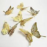 36Pcs 3D Gold Butterfly Wall Stickers, 3 Sizes Butterfly Decoration, Removable Wall Decals Room Decor for Bedroom Nursery Classroom Party Wedding Cake Decor Paint, Wall Treatments and Supplies
