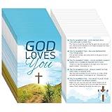 Noveread 200 Pcs Gospel Tract Card Salvation Cards Pocket Holy Postcard Prayer Postcards Christian Inspirational Bible Verses Bookmark for Christian Gift(God Loves You)