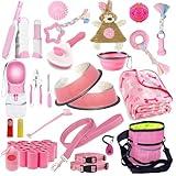 Lobeve Puppy Supplies Starter Kit - 39-Piece Set of Puppy Essentials and Dog Stuff.Includes Dog Leash, Toys, Bowl, Brushes,and More.Perfect Welcome Home Present for Your New Puppies-Pink