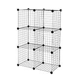 Amazon Basics 6-Cube Wire Grid Stackable Storage Shelves, 12 x 12-Inches, Black, 12.6"D x 26"W x 38"H