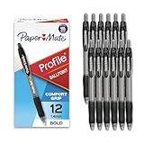 Paper Mate Profile Retractable Ballpoint Pens, Bold Point (1.4mm), Black, 12 Count