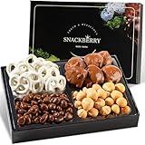 Premium Chocolate Gift Box – Valentines Day Chocolate - Assorted Treats with Chocolate Pecan, Maple Nuts, Yogurt Pretzels & Chocolate Raisins – Perfect Holiday, Birthday & Corporate Gift Box