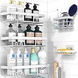Moforoco Adhesive Shower Caddy Organizer Shelves Rack - 5 Pack Corner Bathroom Storage Organization, Home & Kitchen Decor Inside RV Accessories, Hanging First Apartment Household Camper Essentials