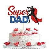 Super Dad Cake Topper, Dad Birthday/Father's Day Cake Decorations, Superhero Theme Cake Decors, Best Dad Ever Party Supplies, Red＆Blue Glitter