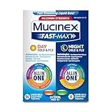 Mucinex Fast-Max Day Cold and Flu & Night Cold and Flu Medicine for Adults, Day/Night Combo Pack for Fever, Sore Throat Relief, Decongestant, Cough & Cold Medicines, 24 Fast-Dissolving Liquid Gels