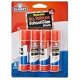 Elmer's All Purpose School Glue Sticks, Clear, Washable, 4 Pack, 0.24-ounce sticks