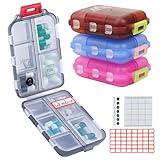 4PS Travel Pill Organizer with 164 Slice Labels，10 Compartments Travel Pill Box Portable Folding Small Pill Case Daily Pill Container Used for Carry Storage Medicine Organizer by M MUchengbao