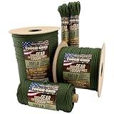 TOUGH-GRID Premium Camo Green Paracord 550 lbs Made in USA Outdoor Survival Nylon Rope Tactical Heavy Duty Strands Parachute Cord Used by US Military Type III Mil-Spec