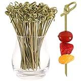 100 PCS Cocktail Picks, 4.7 Inch Toothpicks for Appetizers, Natural Bamboo Knot Skewers, Mini Food Sticks, Fancy Tooth Picks for Drinks,Fruit,Charcuterie,Cocktail Garnish Accessories, Party Supplies