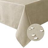H.VERSAILTEX Linen Textured Table Cloths 60 x 120 Inch Premium Solid Tablecloth Spill-Proof Waterproof Table Cover for Dining Buffet Feature Extra Soft and Thick Fabric Wrinkle Free, Taupe