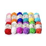 LIHAO 12 Skeins Mini Yarn for Knitting Crochet Craft - 100% Acrylic