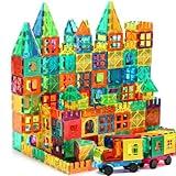 FNJO Magnetic Tiles, 100PCS Building Blocks, Magnets Building Set, STEM Construction Stacking Toy Gift for Kids 3+ Boys and Girls Preschool Kindergarten Toy