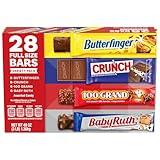 Butterfinger, CRUNCH, Baby Ruth and 100 Grand, Bulk 28 Pack, Assorted Full Size Chocolate Candy Bars, Stocking Stuffers, 48 oz